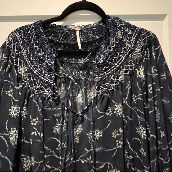 free people keeping up with kara *BLUE** boho flowy oversized dress tunic - Picture 6 of 10